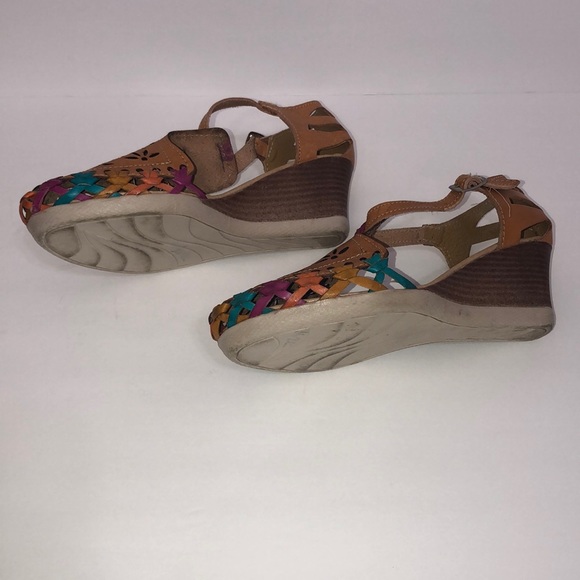 🌻 Huarache Leather Heeled Sandals Sz MEX26/US8 - Picture 6 of 8